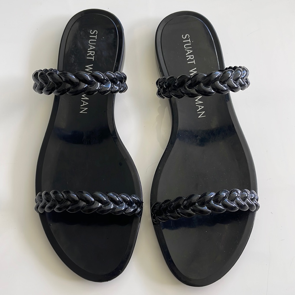 New Stuart Weitzman Black Jelly Sandal Shoe. Size 9.